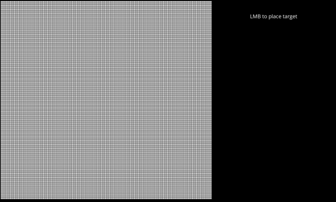 empty solver grid prompting the user to place a target with the left mouse button